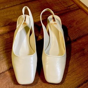 Brand new Sam Edelman ivory funky block heel and square toe in size 9